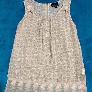 Cynthia Rowley Sleeveless Floral Lace Hem Blouse Size S